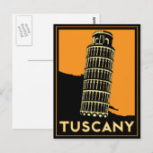 Carte Postale Toscane Italie rétro art déco poster de voyage (Devant / Derrière)