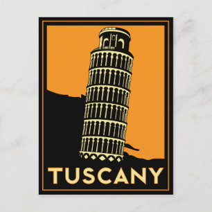 Carte Postale Toscane Italie rétro art déco poster de voyage