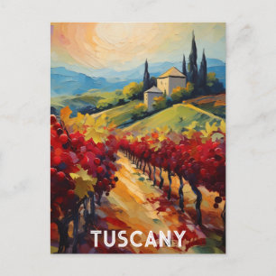 Carte Postale Toscane Italie Villa italienne Aquarelle texturée