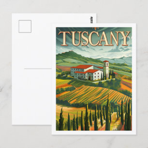 Carte Postale Toscane Italie Vintage Lieu de voyage célèbre