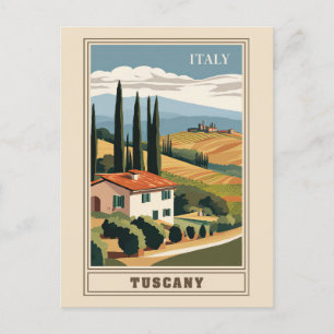 Carte Postale Toscane vintage Italie Villa italienne Retro Trave