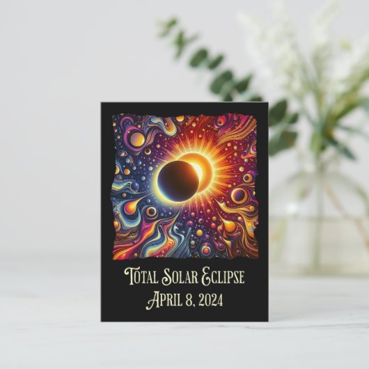 Carte Postale Total Eclipse 2024 Retro Super 60's 70's vibe (Debout devant)