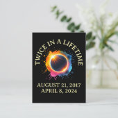 Carte Postale Total Éclipse Solaire 2024 Deux Fois Dans Une Vie (Debout devant)