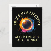 Carte Postale Total Éclipse Solaire 2024 Deux Fois Dans Une Vie (Devant / Derrière)
