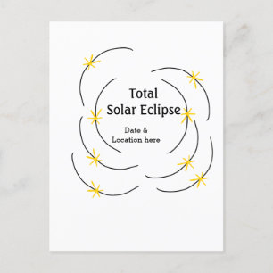 Carte Postale Total éclipse solaire ajouter la date emplacement
