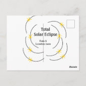 Carte Postale Total éclipse solaire ajouter la date emplacement (Dos)
