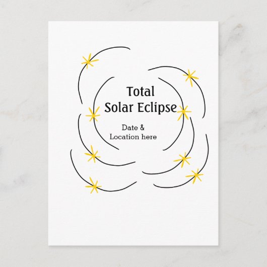 Carte Postale Total éclipse solaire ajouter la date emplacement (Devant)
