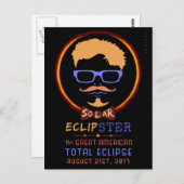 Carte Postale Total Éclipse Solaire Août 21 2017 Drôle Hipster (Devant / Derrière)