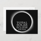 Carte Postale Total Solaire Eclipse - 2024 ou date personnalisée (Devant / Derrière)