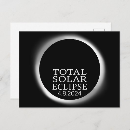 Carte Postale Total Solaire Eclipse - 2024 ou date personnalisée (Devant / Derrière)