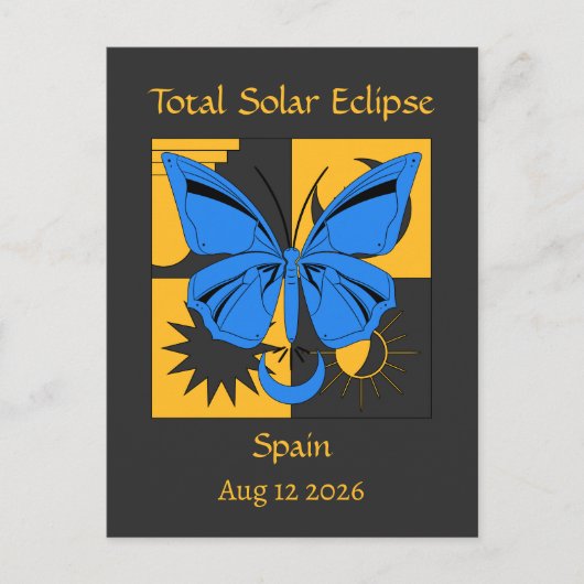 Carte Postale Total Solaire Eclipse Butterfly Custom (Devant)