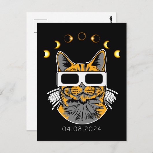 Carte Postale Total Solaire Eclipse Chat Visionneuse solaire 8 a (Devant / Derrière)