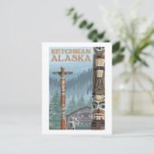 Carte Postale Totem de l'Alaska - Ketchikan, Alaska (Debout devant)