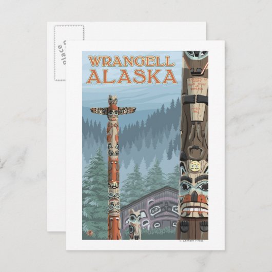 Carte Postale Totem de l'Alaska - Wrangell Alaska (Devant / Derrière)