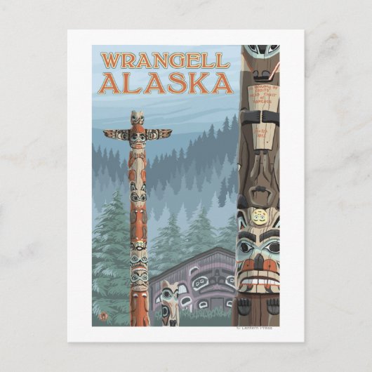 Carte Postale Totem de l'Alaska - Wrangell Alaska (Devant)