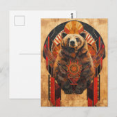 Carte Postale Totem de l'ours – Force dans le style Deco (Devant / Derrière)