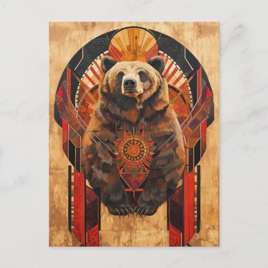 Carte Postale Totem de l'ours – Force dans le style Deco (Devant)