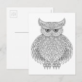 Carte Postale Totem d'oiseaux de hibou inspiré (Devant / Derrière)