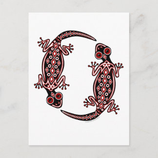 Carte postale Totem Geckos Rouge