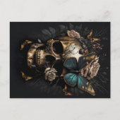Carte Postale Totenkopf mit Schmetterling gold schwarz Motiv (Devant)