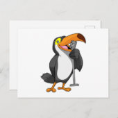 Carte Postale Toucan à la musique avec microphone (Devant / Derrière)