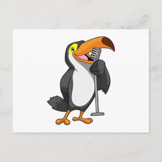 Carte Postale Toucan at Music with Microphone (Devant)