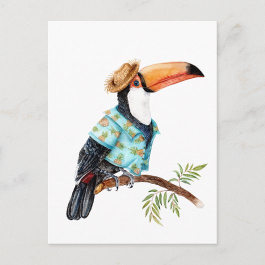 Carte Postale Toucan en chemise hawaïenne (Devant)