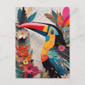 Carte Postale Toucan en techniques mixtes  (Devant)