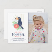 Carte Postale Toucan Tropical Palm Feuilles Anniversaire Photo I (Devant / Derrière)