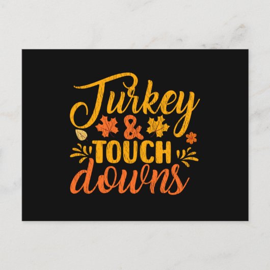 Carte Postale Touch Downs de dinde de Thanksgiving Football fami (Devant)