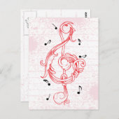 Carte Postale Touche de note sol de défilement rouge de la clef  (Devant / Derrière)