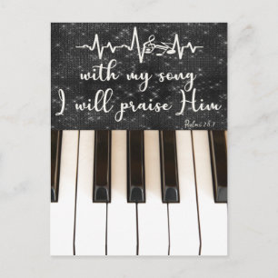 Carte Postale Touches de piano avec Psaumes Bible Verse Citation
