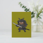 Carte Postale Tough Coconut Samurai Guardian Katana Illustration (Debout devant)