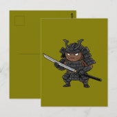 Carte Postale Tough Coconut Samurai Guardian Katana Illustration (Devant / Derrière)