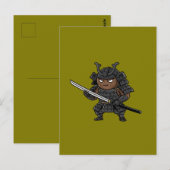 Carte Postale Tough Coconut Samurai Guardian Katana Illustration (Devant / Derrière)