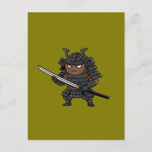 Carte Postale Tough Coconut Samurai Guardian Katana Illustration (Devant)