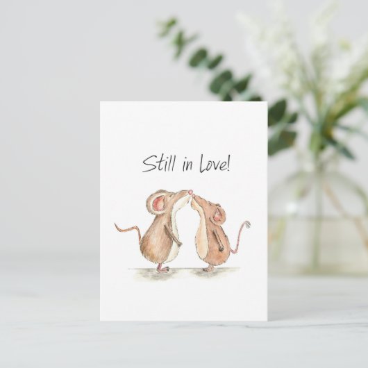 Carte Postale Toujours dans l'amour - Deux mignonnes souris bais (Debout devant)