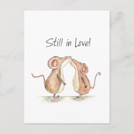 Carte Postale Toujours dans l'amour - Deux mignonnes souris bais (Devant)