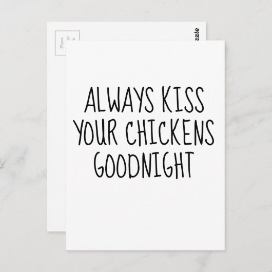 Carte Postale Toujours Embrasser vos poulets Bonne nuit (Devant / Derrière)