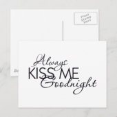 CARTE POSTALE TOUJOURS M'EMBRASSER AVANT DE DORMIR AMOUR MARIAGE (Devant / Derrière)