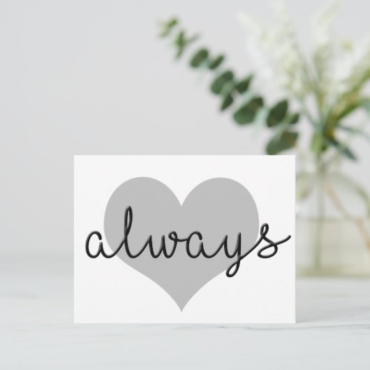 Carte Postale toujours simple coeur moderne noir (Debout devant)