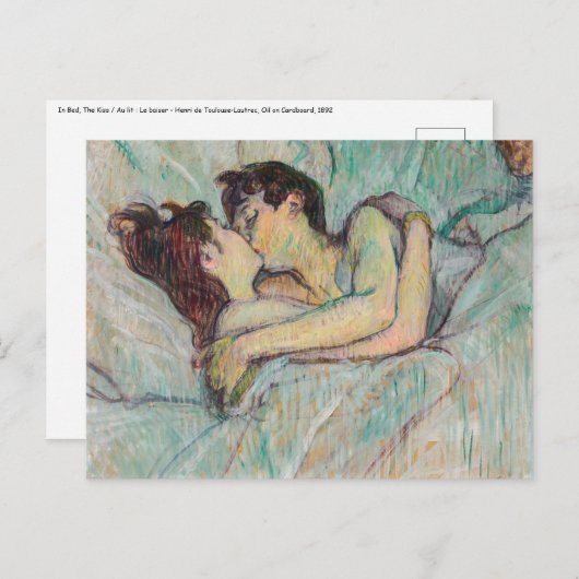 Carte Postale Toulouse-Lautrec - En Lit, Baiser (Devant / Derrière)