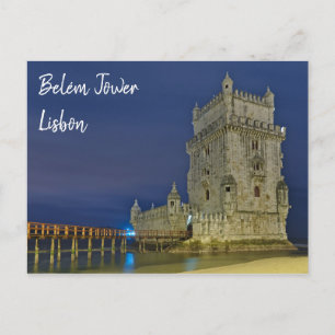 Carte Postale Tour Belem la nuit à Lisbonne. Portugal