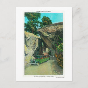 Carte Postale Tour Bus sous le rocher Arch sur El Portal Road