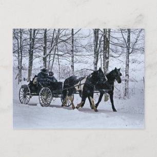 Carte Postale Tour-Carte postale amish de chariot d'hiver de