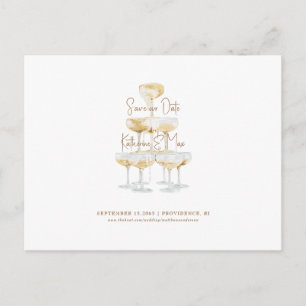 Carte Postale Tour Champagne Save our Date II Texte Doré