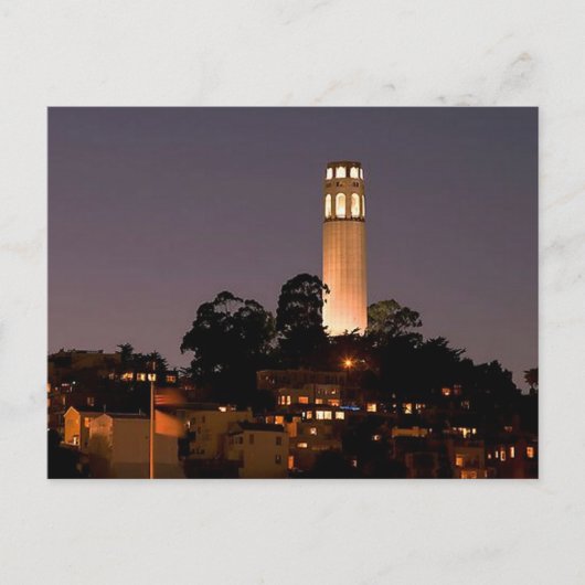 Carte Postale Tour Coit la nuit (Devant)