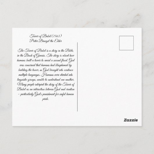 Carte Postale Tour de Babel (Dos)