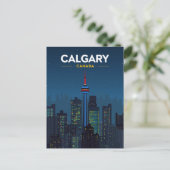 Carte Postale Tour de Calgary Skyline Nuit Rétro (Debout devant)