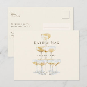 Carte Postale Tour de Champagne Mariage à la crème moderne Sauve